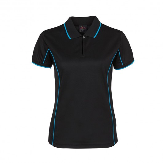 Black Aqua Ladies Piping Polo Shirts